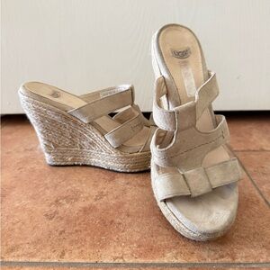UGG Wedge Espadrille Slide Sandals in Beige - Women